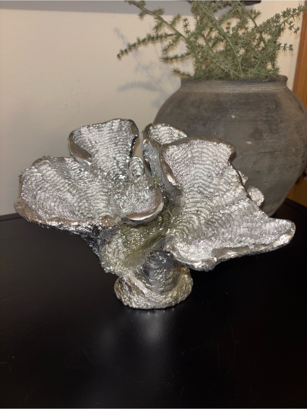 Silver Metallic Coral Sculpture Accent - Decorative Home Accent